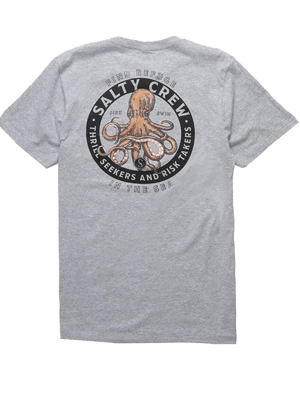 Salty Crew Premium Octopus Men's Crew Neck Graphic T-Shirt in heather gray